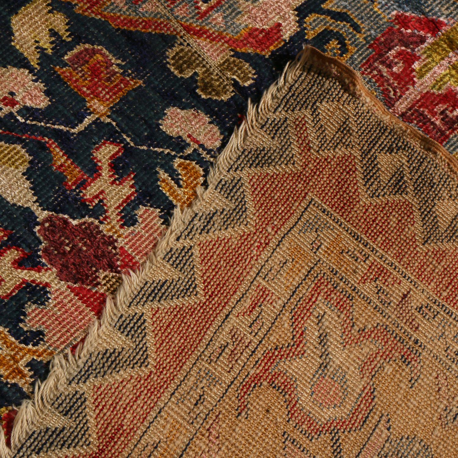 Late 19th Century Antique Sivas Red Blue and Gold Silk Rug with Pastel Accents by Rug & Kilim For Sale