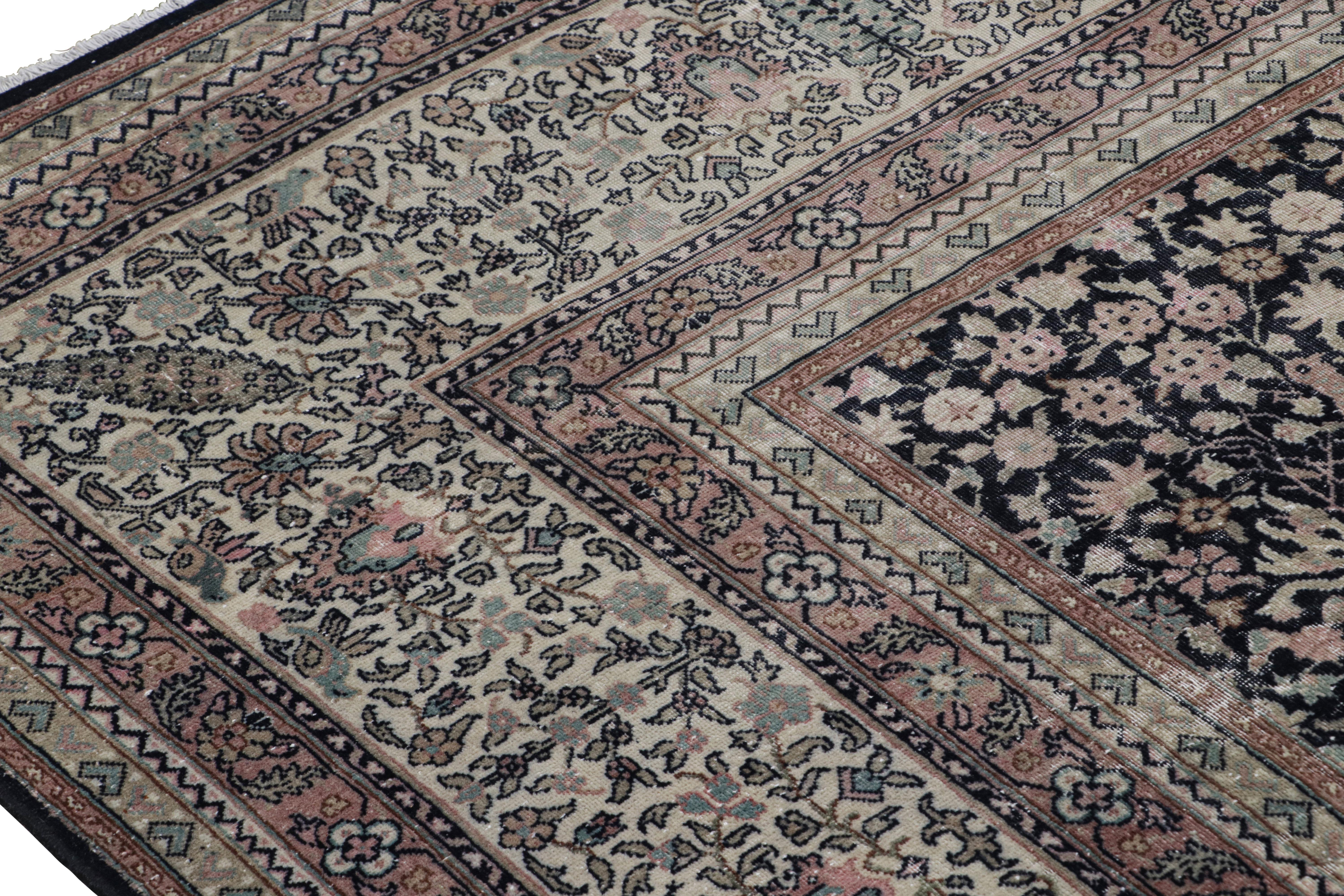 Turkish Antique Sivas Rug, Black with Colorful Florals and Pictorials - Rug & Kilim For Sale