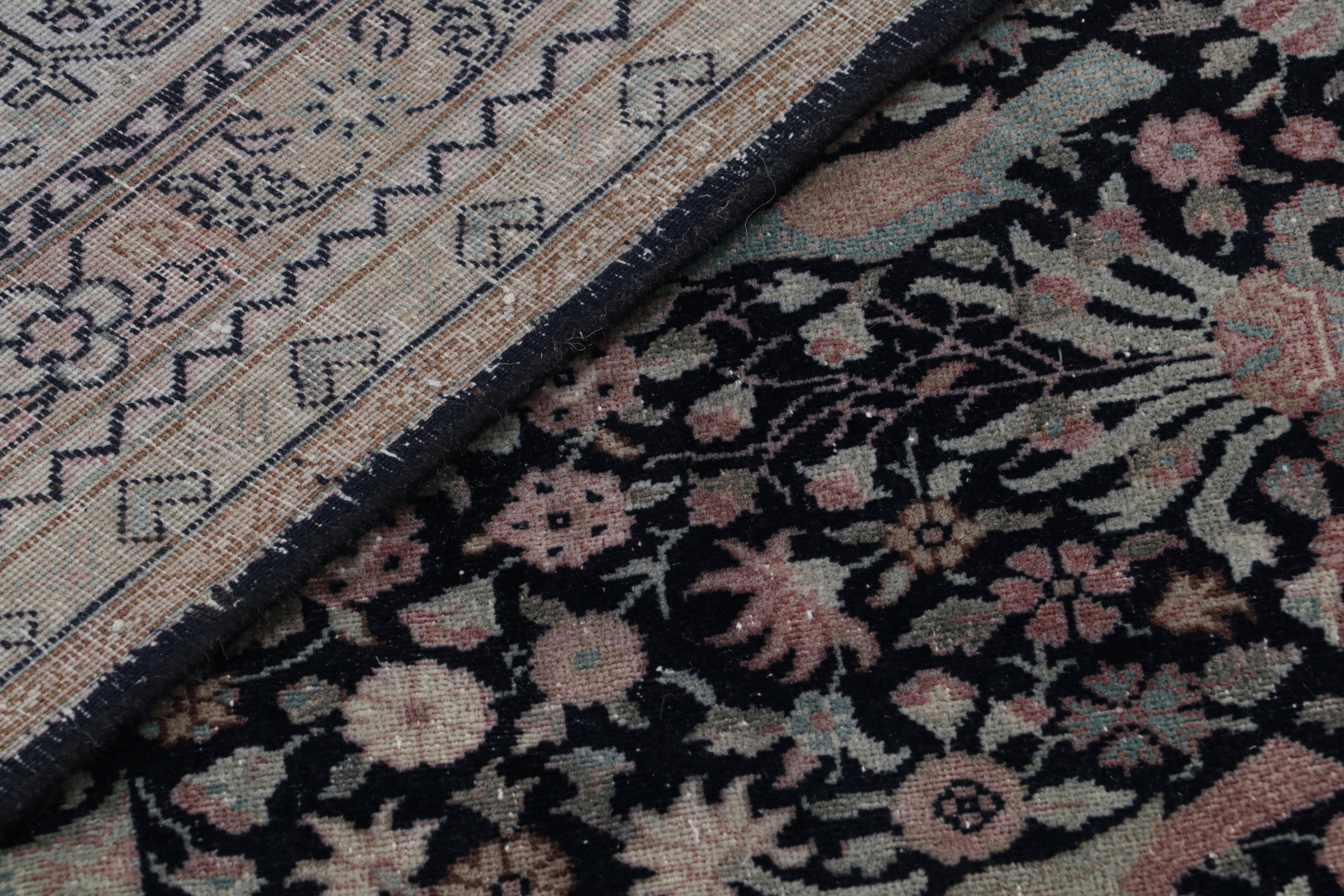 Wool Antique Sivas Rug, Black with Colorful Florals and Pictorials - Rug & Kilim For Sale