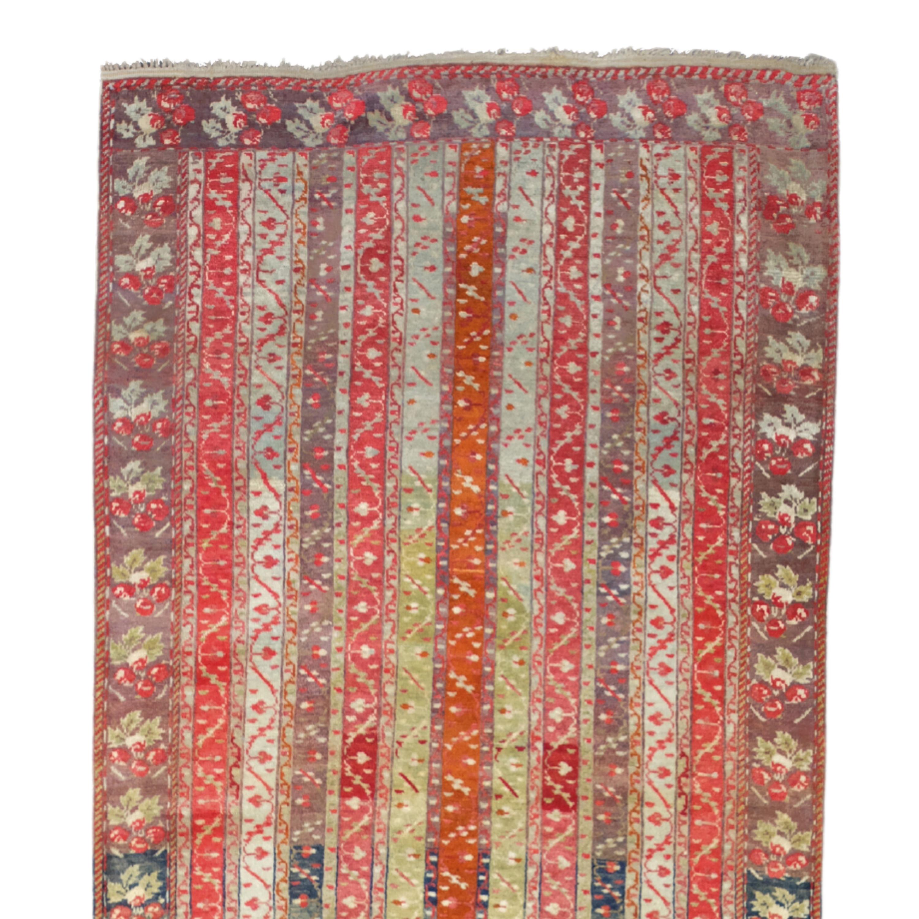 Antique Sivas Runner
19th Century Anatolian Sivas Runner
In excellent condition with high pile. Great coloration and wonderful design.
Size: 80x355cm