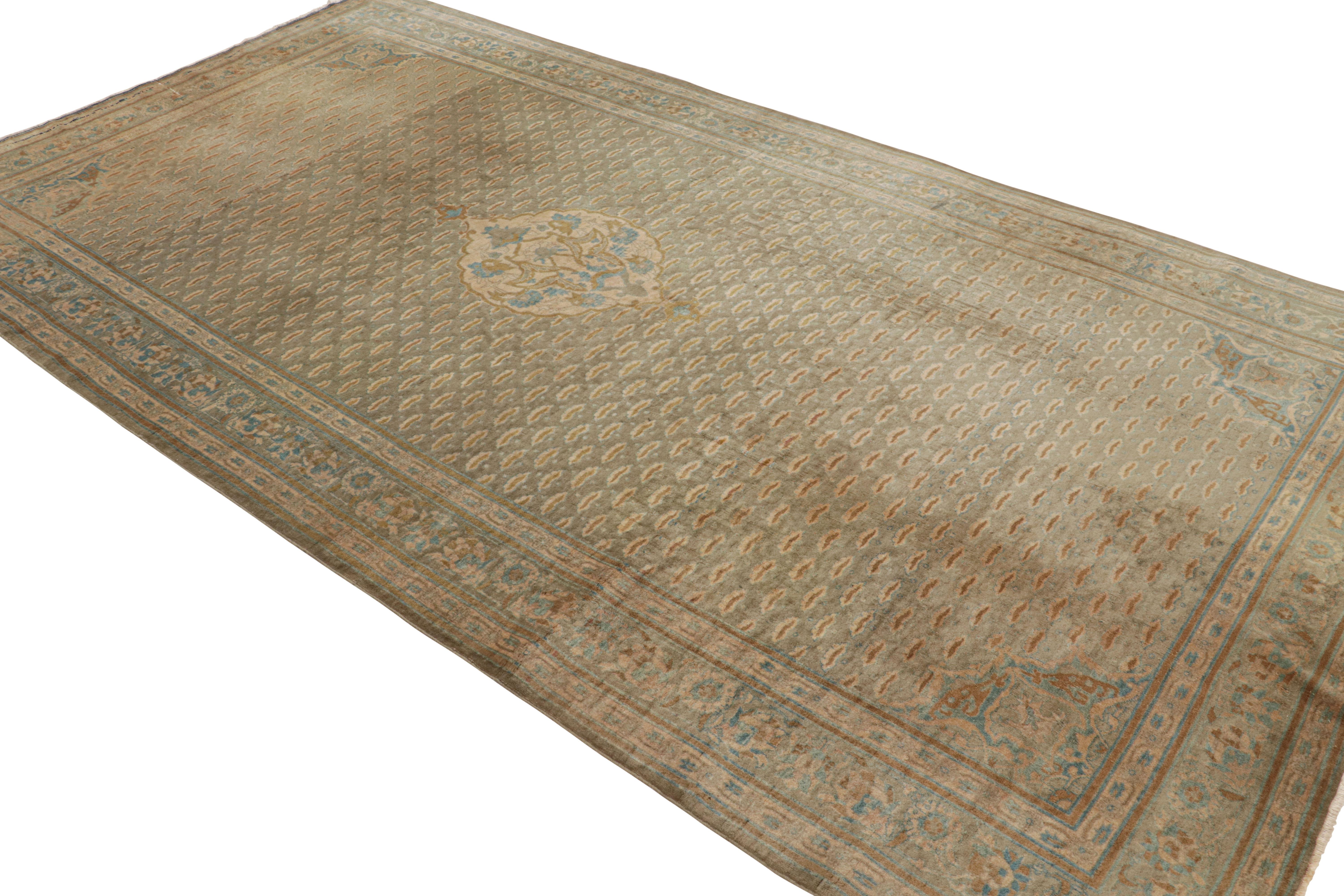 Hand-Knotted Antique Sivas Traditional Bronze and Blue Wool Rug by Rug & Kilim For Sale
