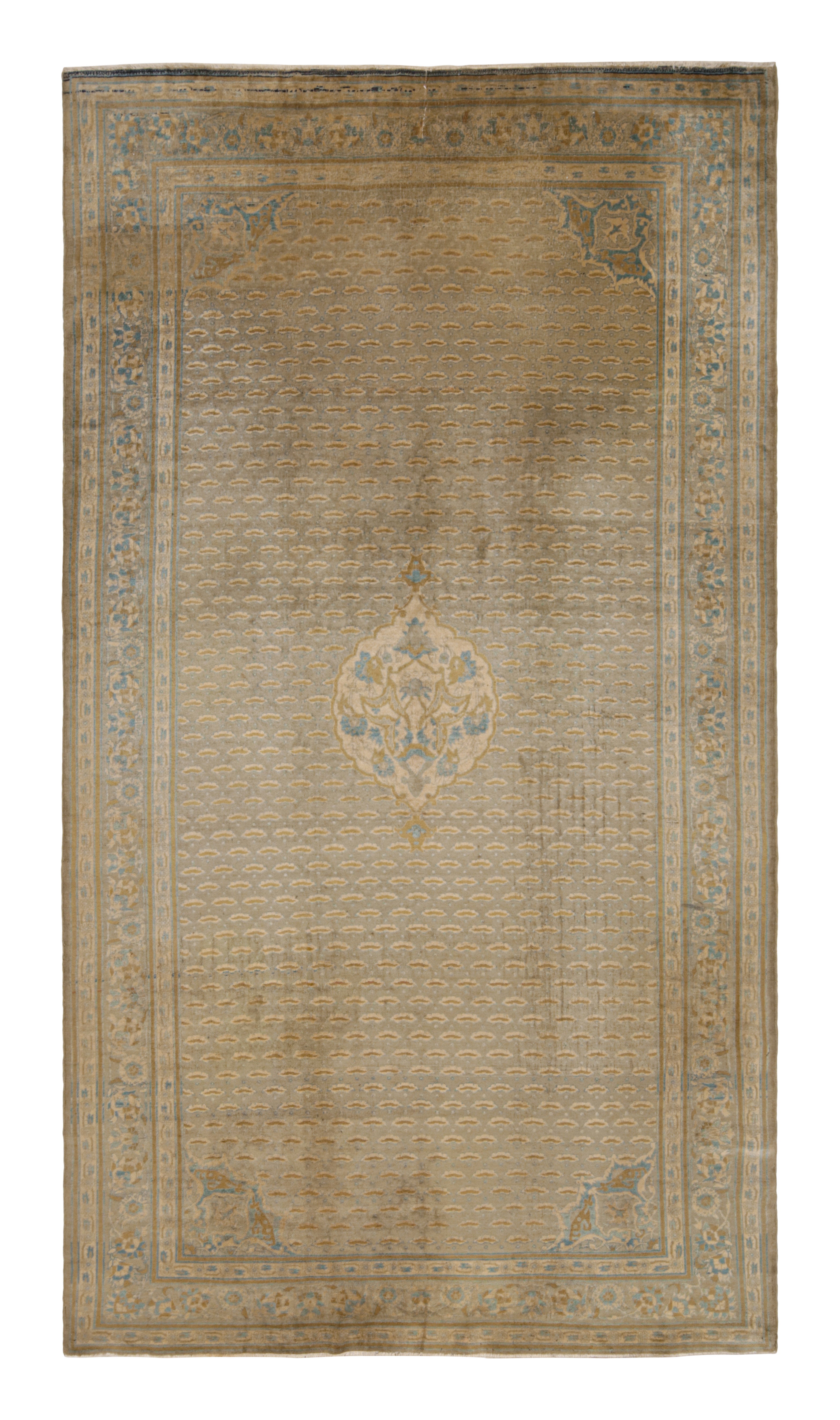 Antique Sivas Traditional Bronze and Blue Wool Rug by Rug & Kilim For Sale
