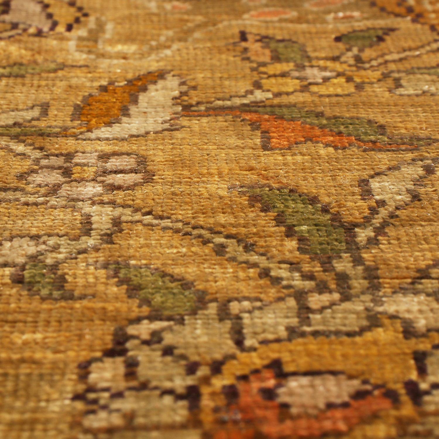 Fine XIX secolo Antique Sivas Traditional Brown and Beige Silk Rug Floral Pattern by Rug & Kilim in vendita