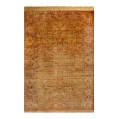 Antique Sivas Traditional Brown and Beige Silk Rug