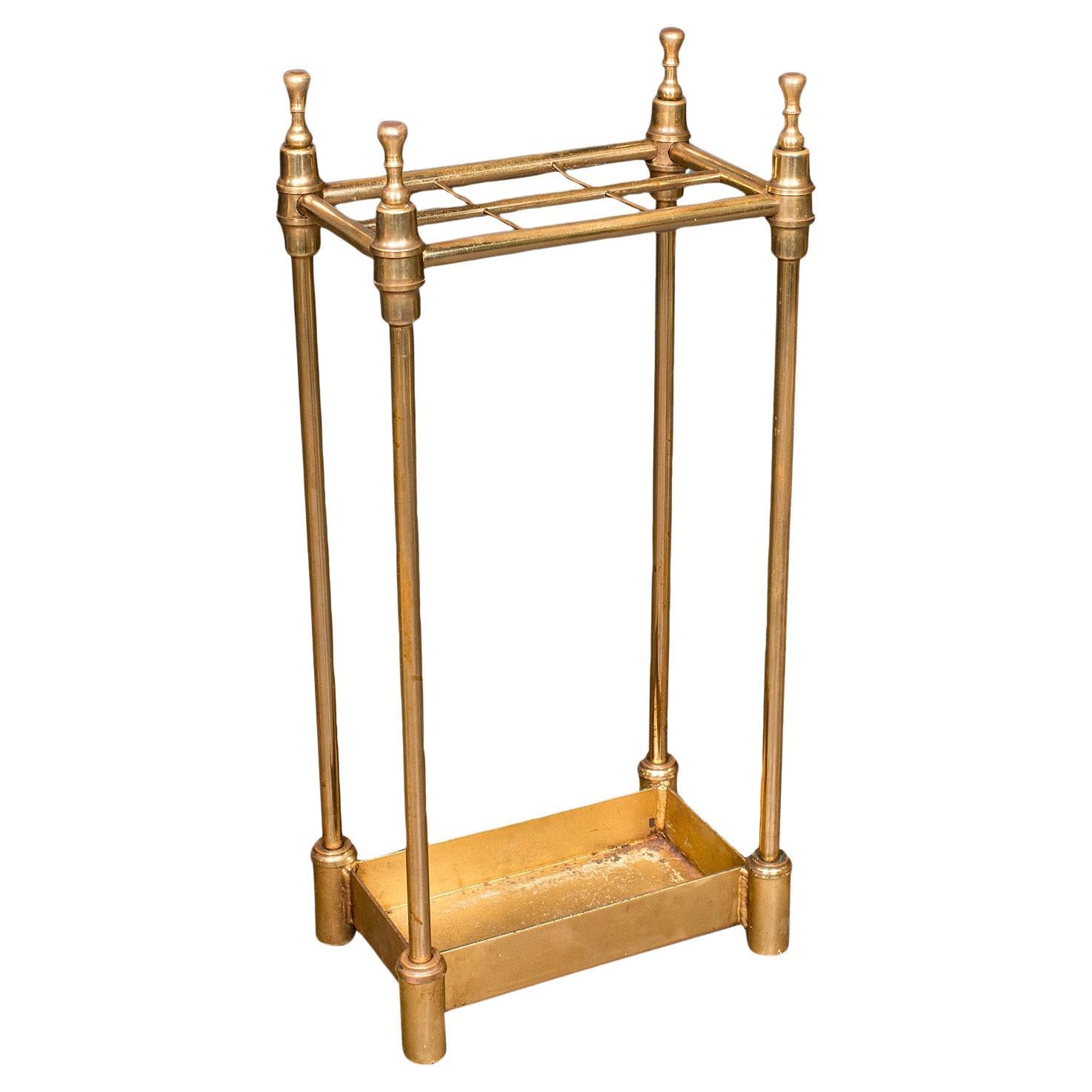Antiker sechsteiliger Stockständer, Englisch, Messing, A. Hall, Schirmständer, Edwardian im Angebot