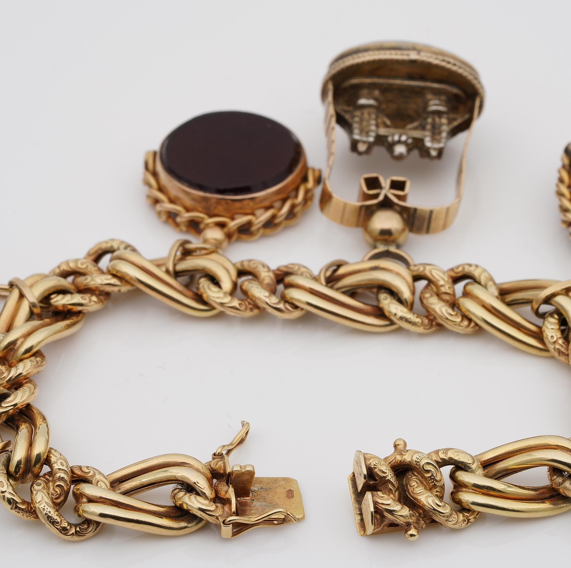 Women's Antique Six Fobs Charm Bracelet For Sale