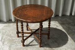 Antique Six Legged Side or Gueridon Table in Expressive Oak with Scalloped Top