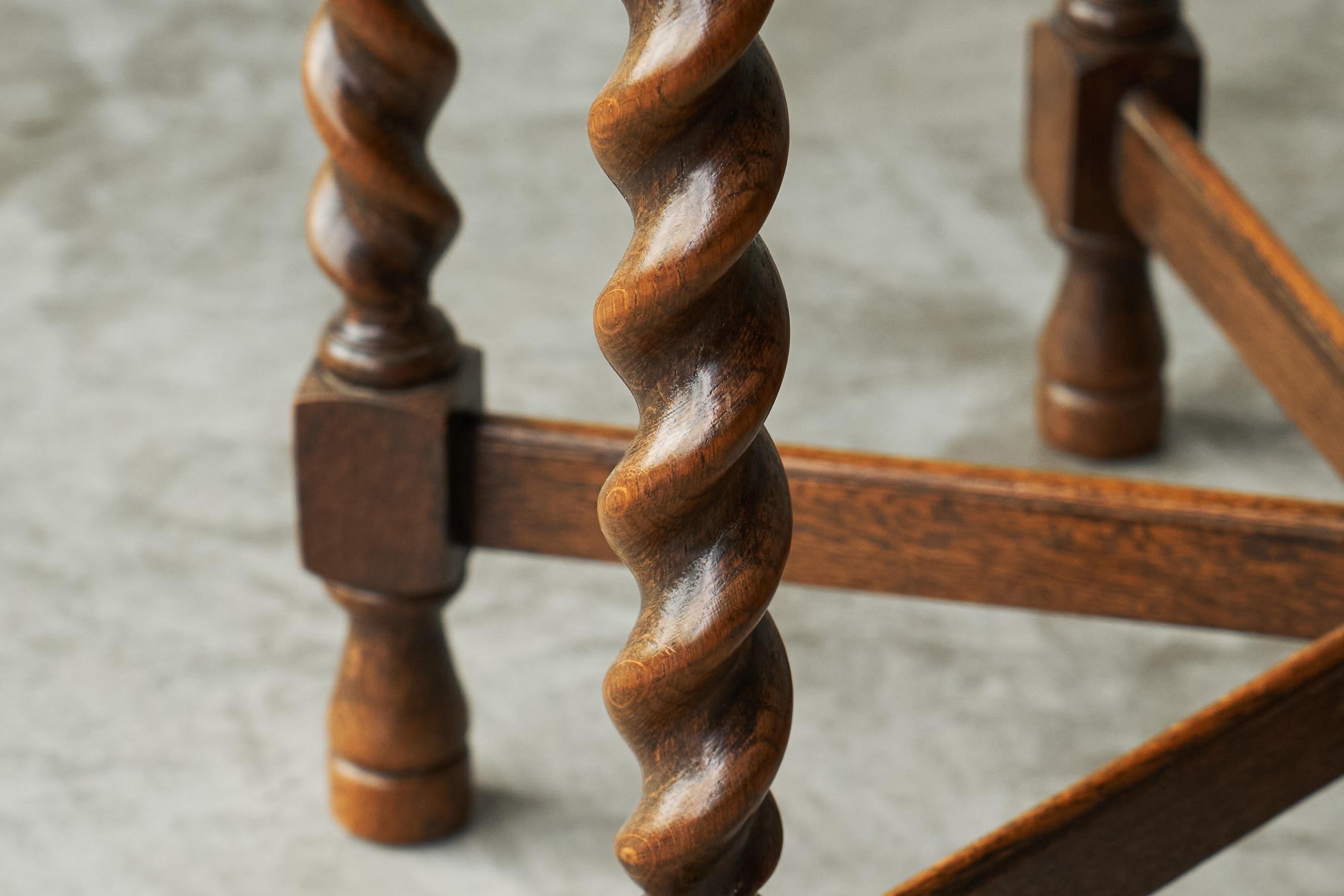 Hand-Crafted Antique Six Legged Side or Gueridon Table in Expressive Oak with Scalloped Top