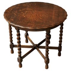 Antique Six Legged Side or Gueridon Table in Expressive Oak with Scalloped Top