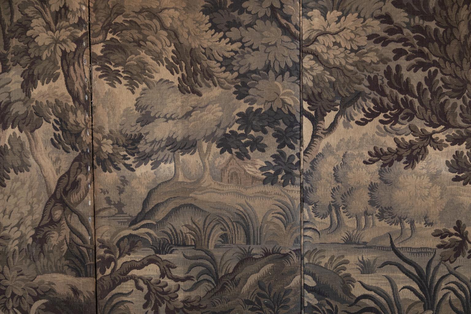 Antique Six-Panel Fabric Screen 11