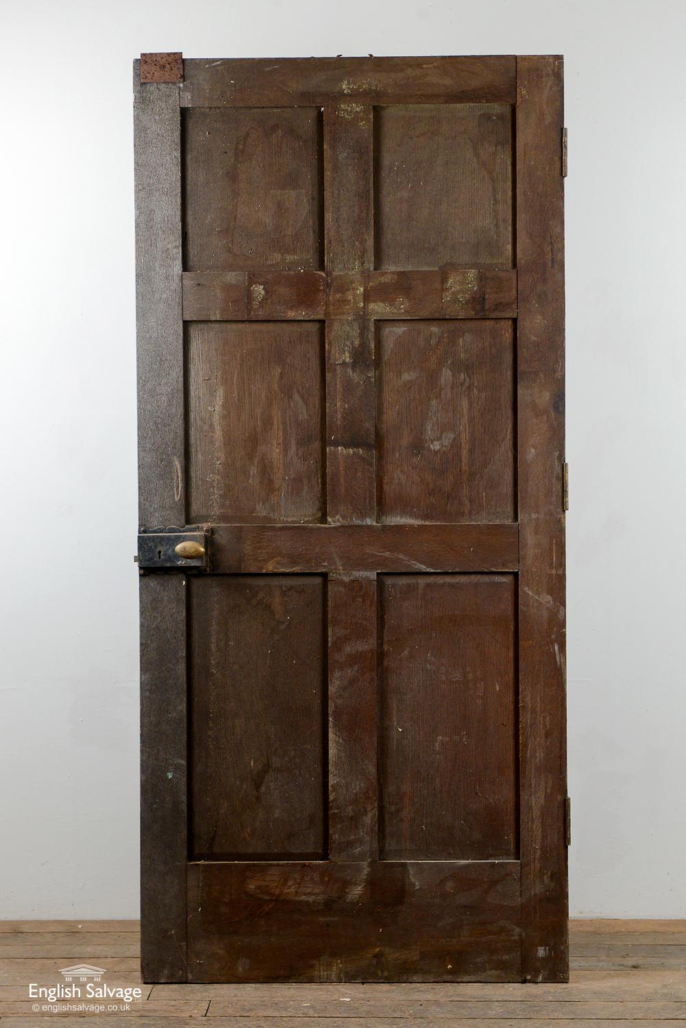 Antique Six Panel Oak Interior Door, 20th Century In Good Condition For Sale In London, GB