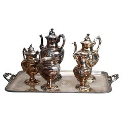 Juego de té antiguo de seis piezas bañado en plata C1890