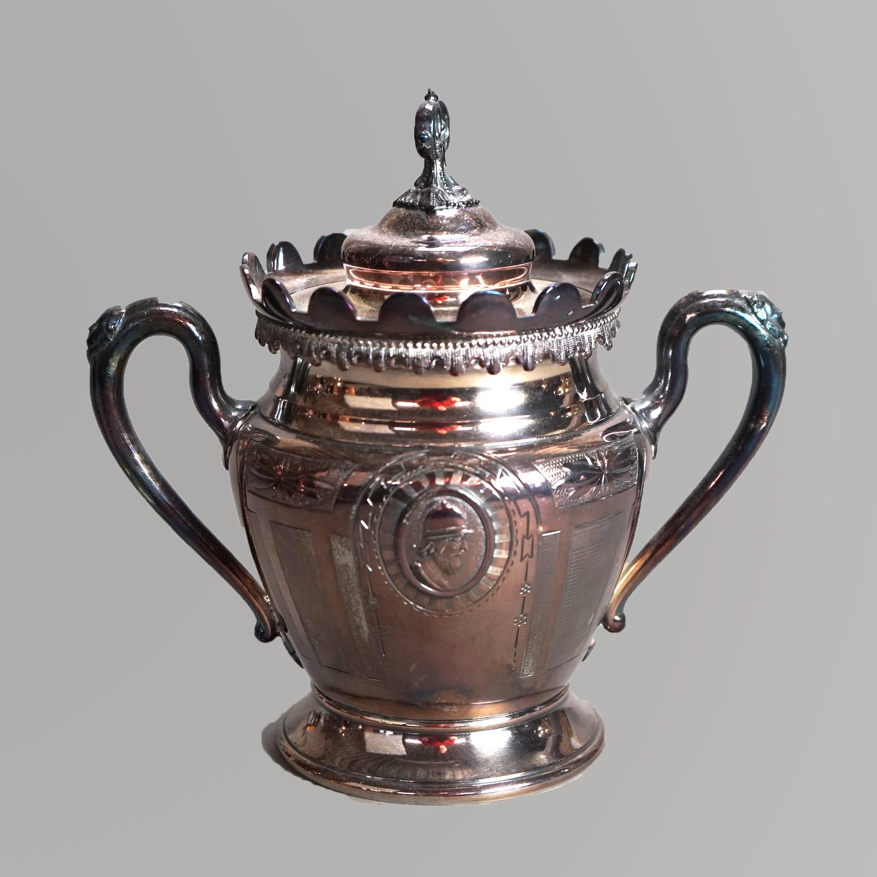 Antique Six Piece Simpson Hall Miller & Co. Silver Plated Figural Tea Set C1890 For Sale 1