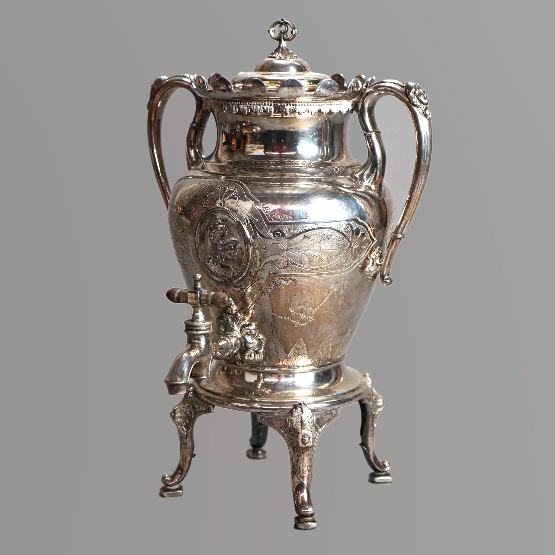 Antique Six Piece Simpson Hall Miller & Co. Silver Plated Figural Tea Set C1890 For Sale 3