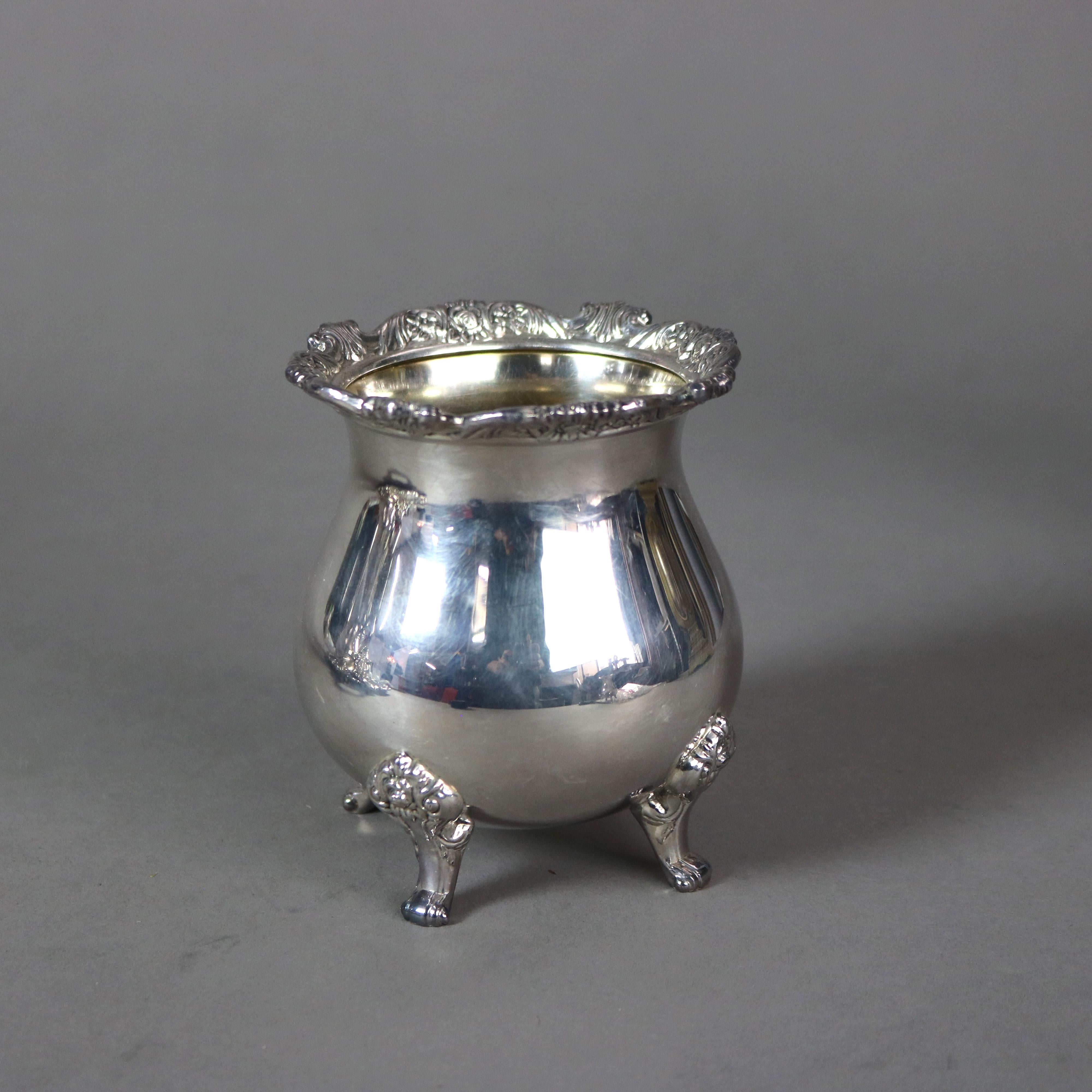 Antique Six Piece Wallace Sterling Plated Tea Set with Rose Point Pattern C1900 11