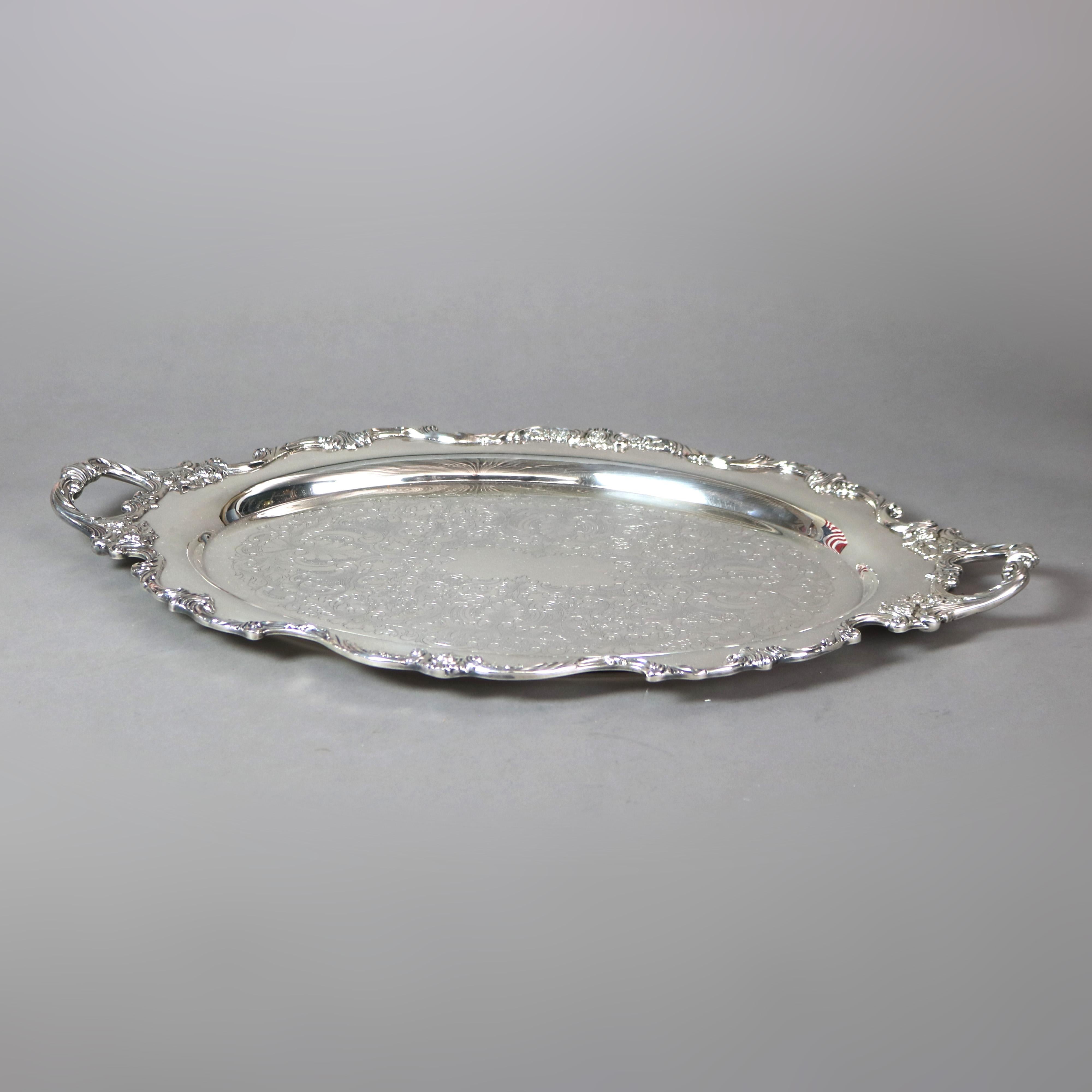 Antique Six Piece Wallace Sterling Plated Tea Set with Rose Point Pattern C1900

Measures - 23.5