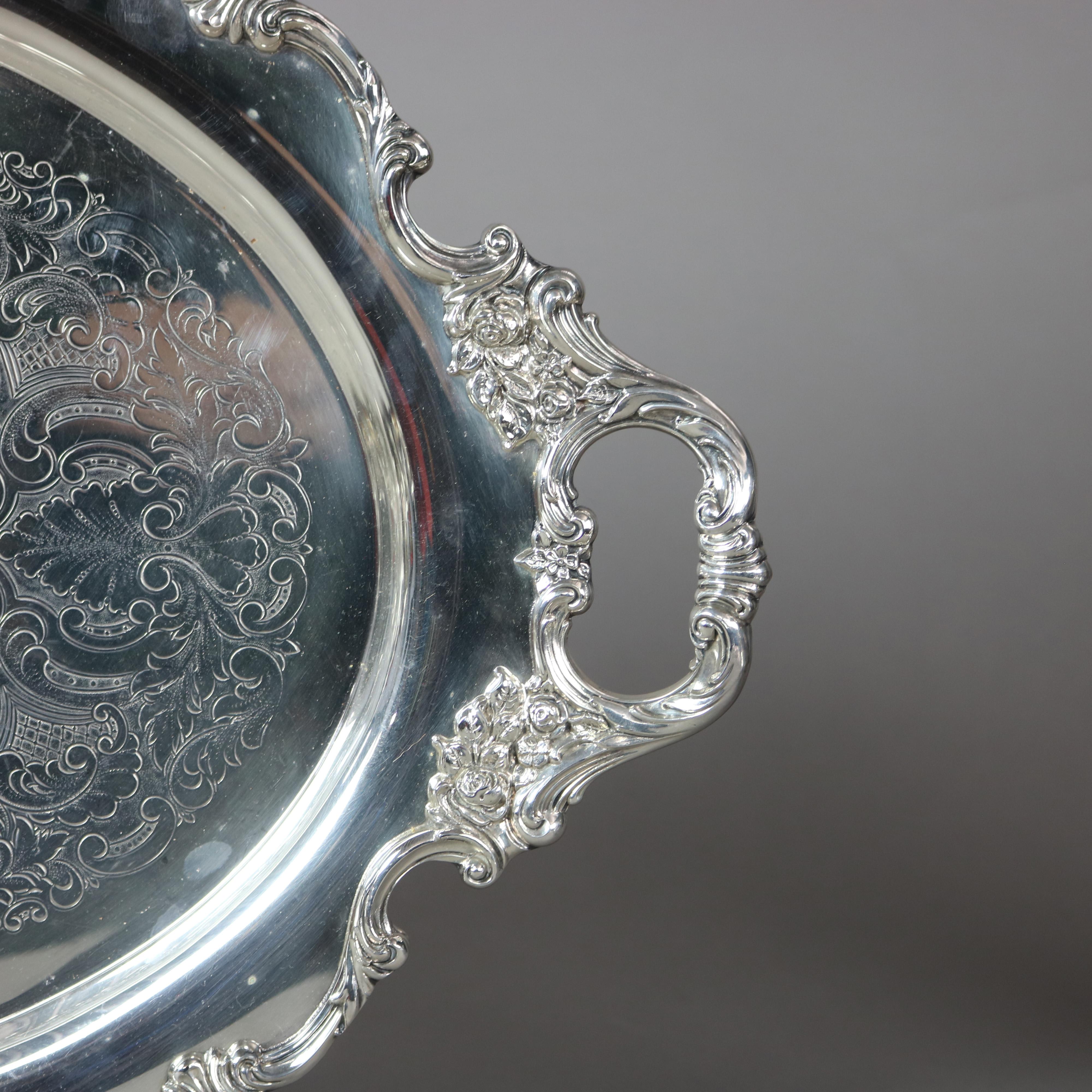 Sterling Silver Antique Six Piece Wallace Sterling Plated Tea Set with Rose Point Pattern C1900