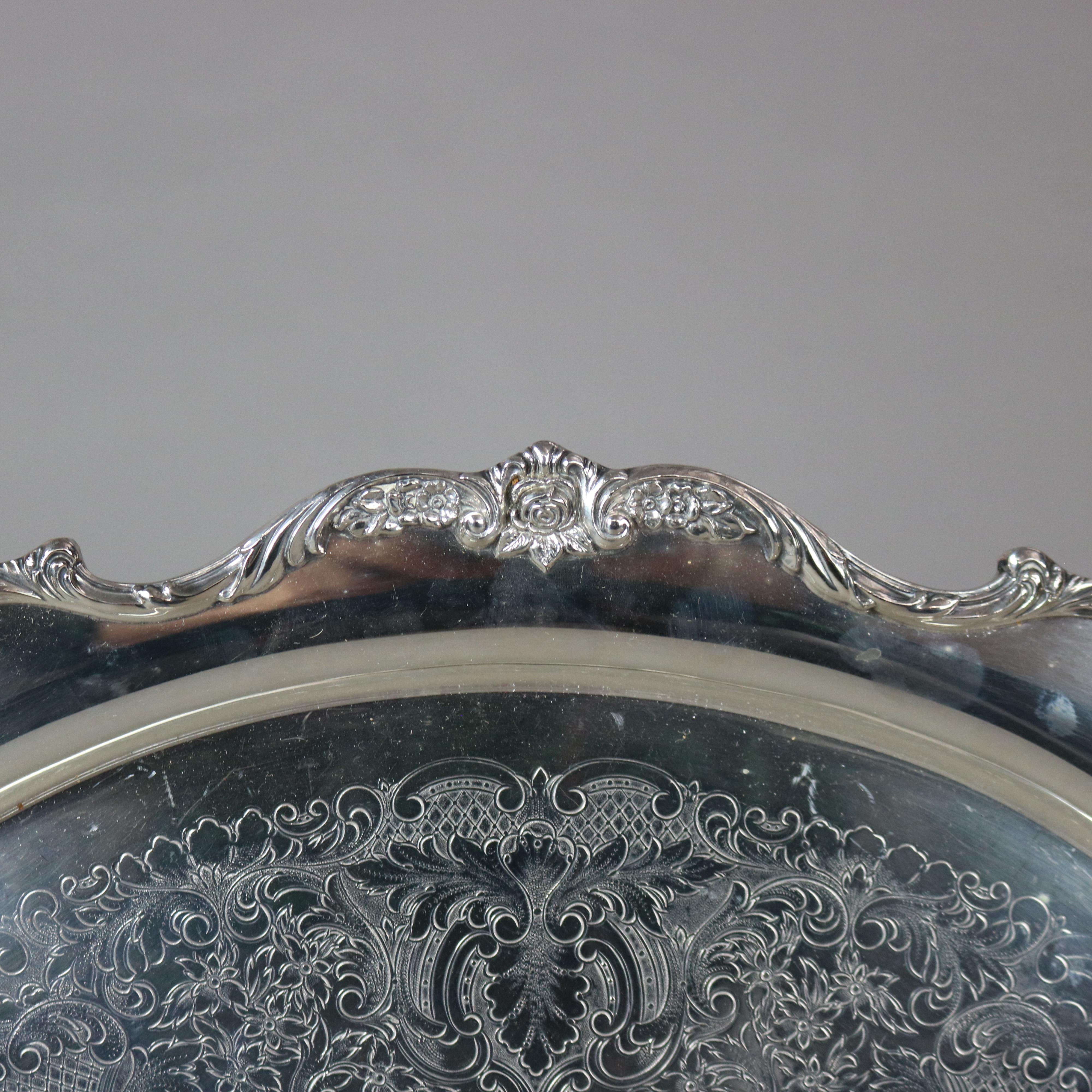 Antique Six Piece Wallace Sterling Plated Tea Set with Rose Point Pattern C1900 1