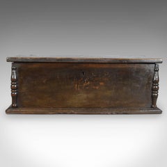 Antique Six Plank Coffer, English Oak Sword Chest, Charles II Trunk, circa 1680
