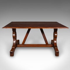 Antique Six Seat Country Kitchen Dining Table, English Oak, Refectory, Victorian