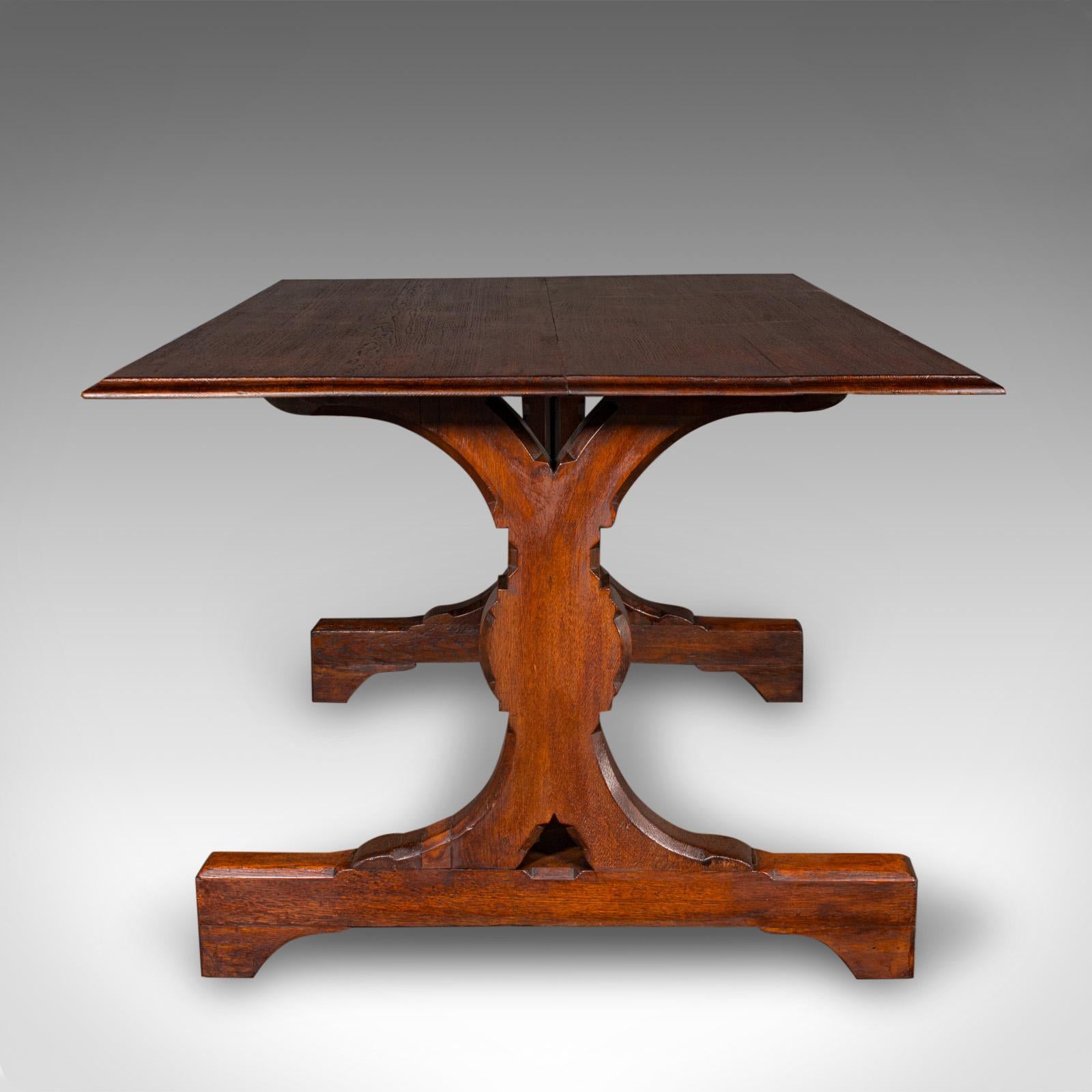 Late 19th Century Antique Six Seat Country Kitchen Dining Table, English Oak, Refectory, Victorian For Sale