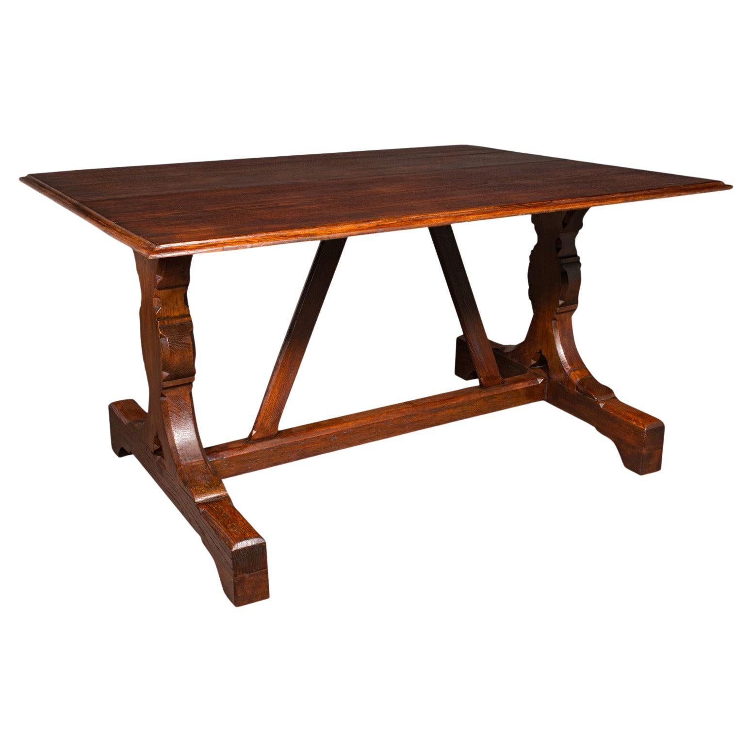 Antique Six Seat Country Kitchen Dining Table, English Oak, Refectory, Victorian For Sale