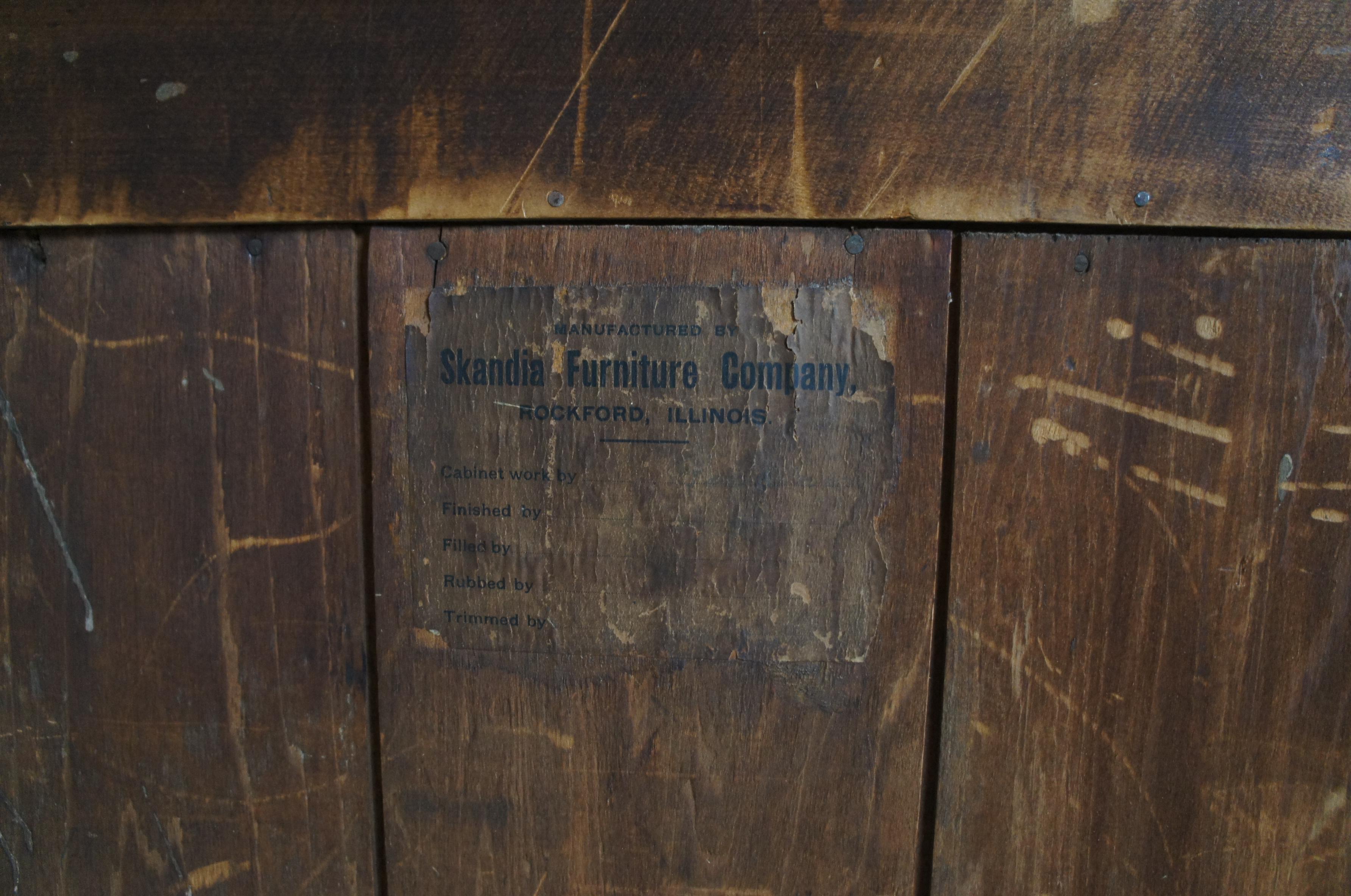 Antique Skandia Furniture Co. Oak Side by Side Secretary Desk Bookcase Cabinet 2