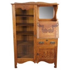 Antique Skandia Furniture Co. Oak Side by Side Secretary Desk Bookcase Cabinet