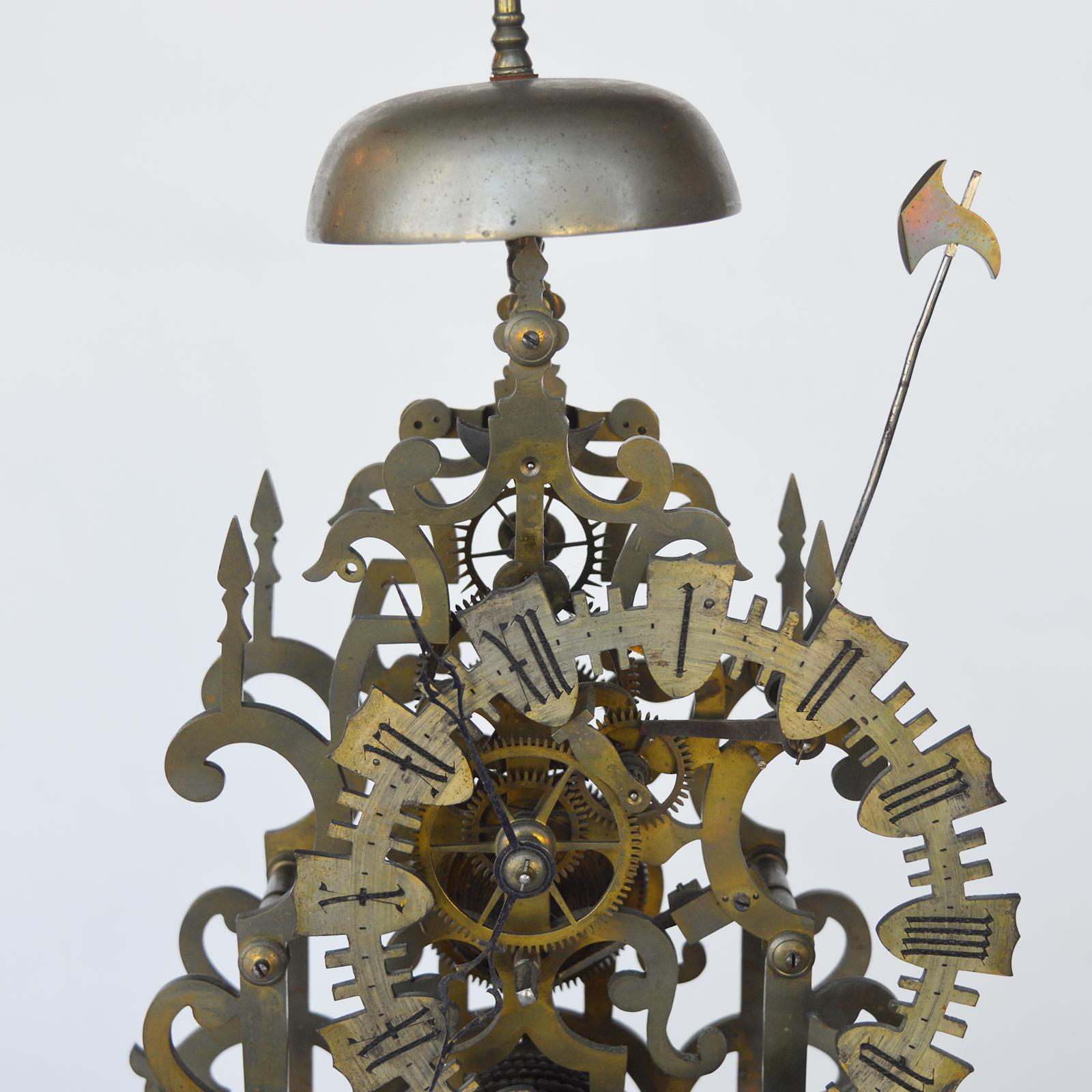 Antique Skeleton Clock, France, circa 1900 In Good Condition For Sale In Los Angeles, CA