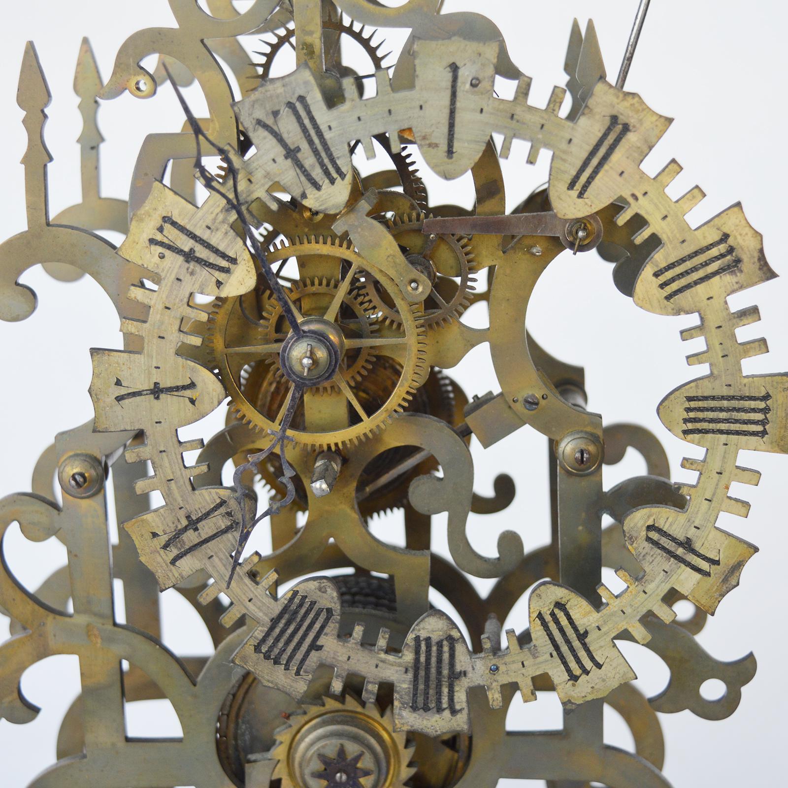 Early 20th Century Antique Skeleton Clock, France, circa 1900 For Sale