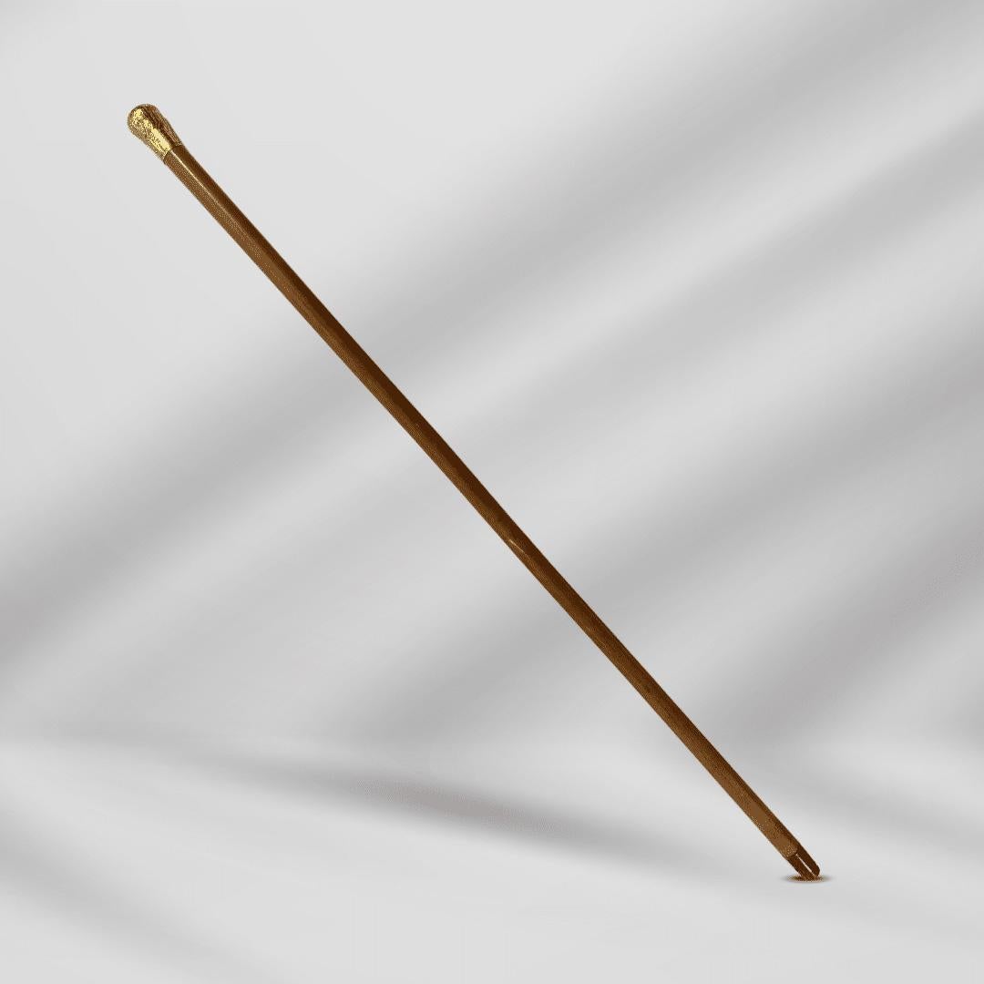 Antique Skinner Gold Plated Knob Handle Walking Stick Cane Light Brown For Sale 3