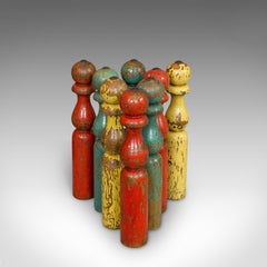 Antique Skittles Set, English, Pine, Indoor, Garden, Bowling, Oak, Victorian
