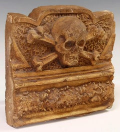 Antique Skull & Bones Cast Architectural Terracotta Fragment