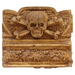 Antique Skull & Bones Cast Architectural Terracotta Fragment