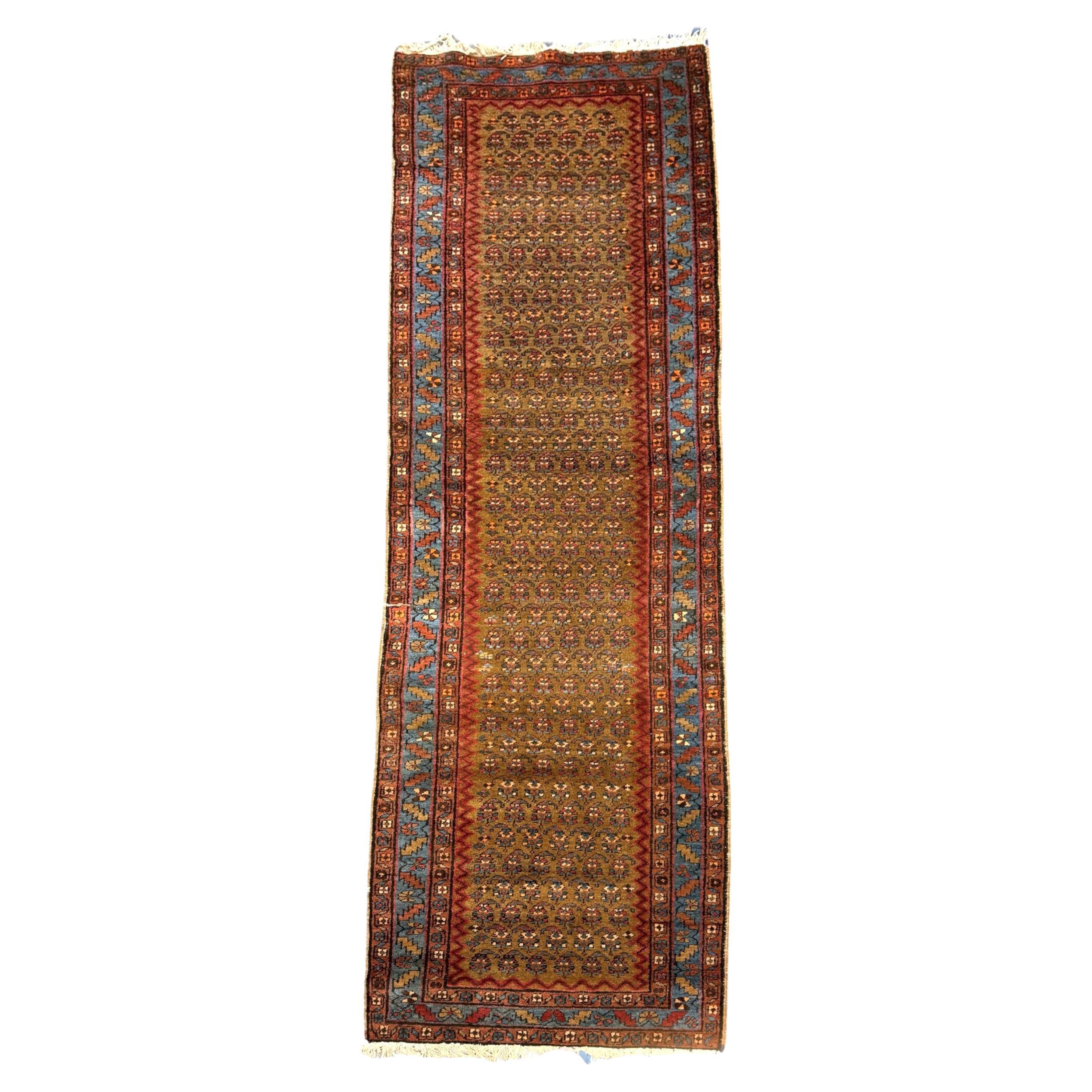 Antique Sky Blue & Camel Serab Runner, c. 1920-30's