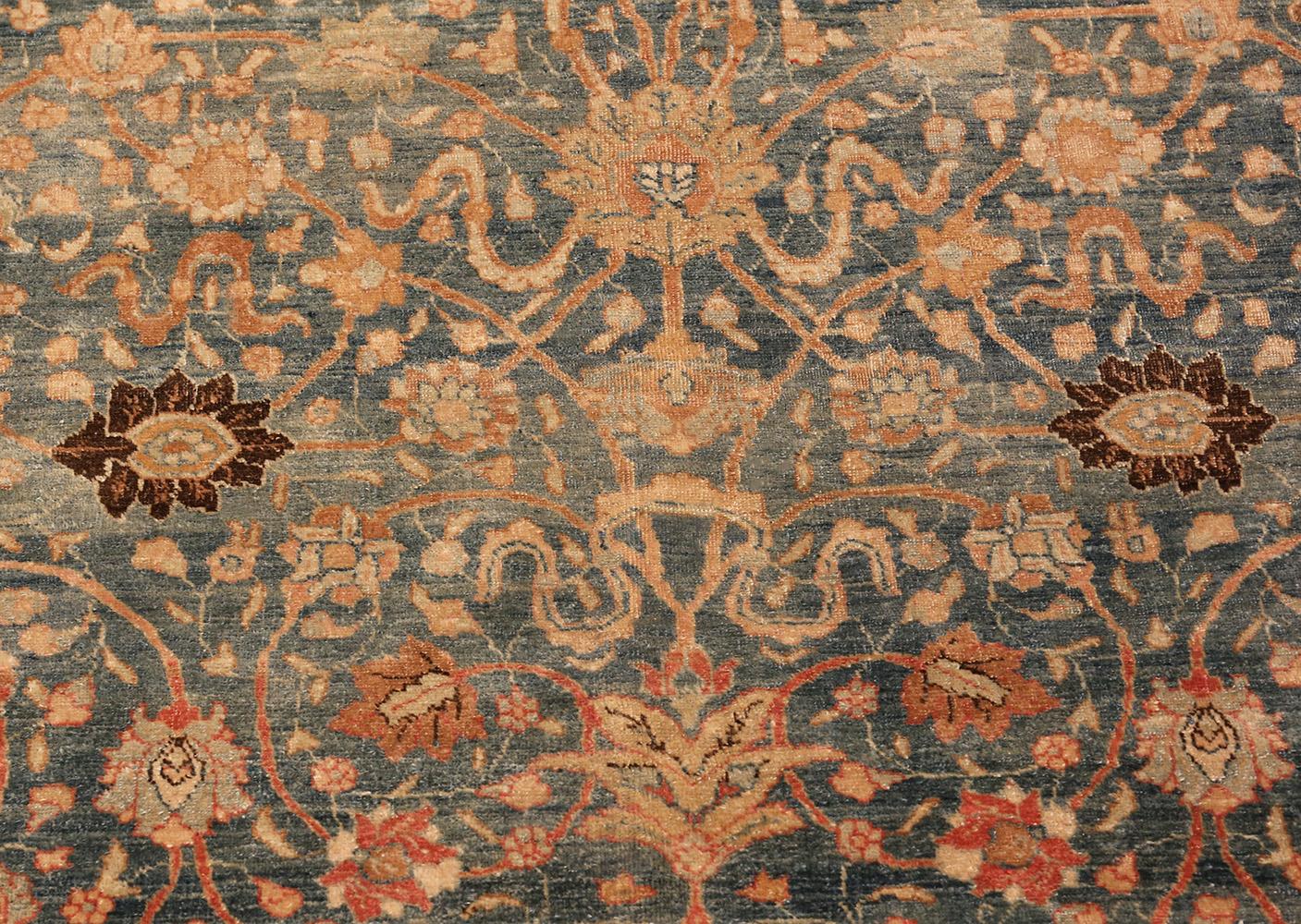 Hand-Knotted Antique Sky Blue Persian Tabriz Rug