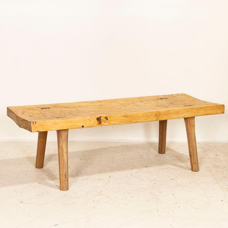 Hungarian Antique Slab Wood Peg Leg Coffee Table