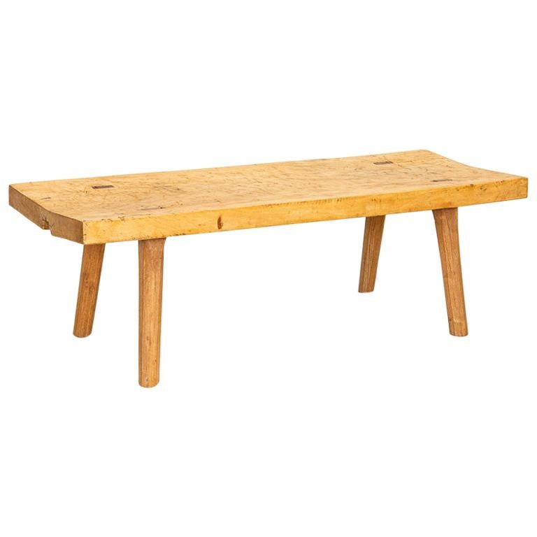 Antique Slab Wood Peg Leg Coffee Table at 1stDibs