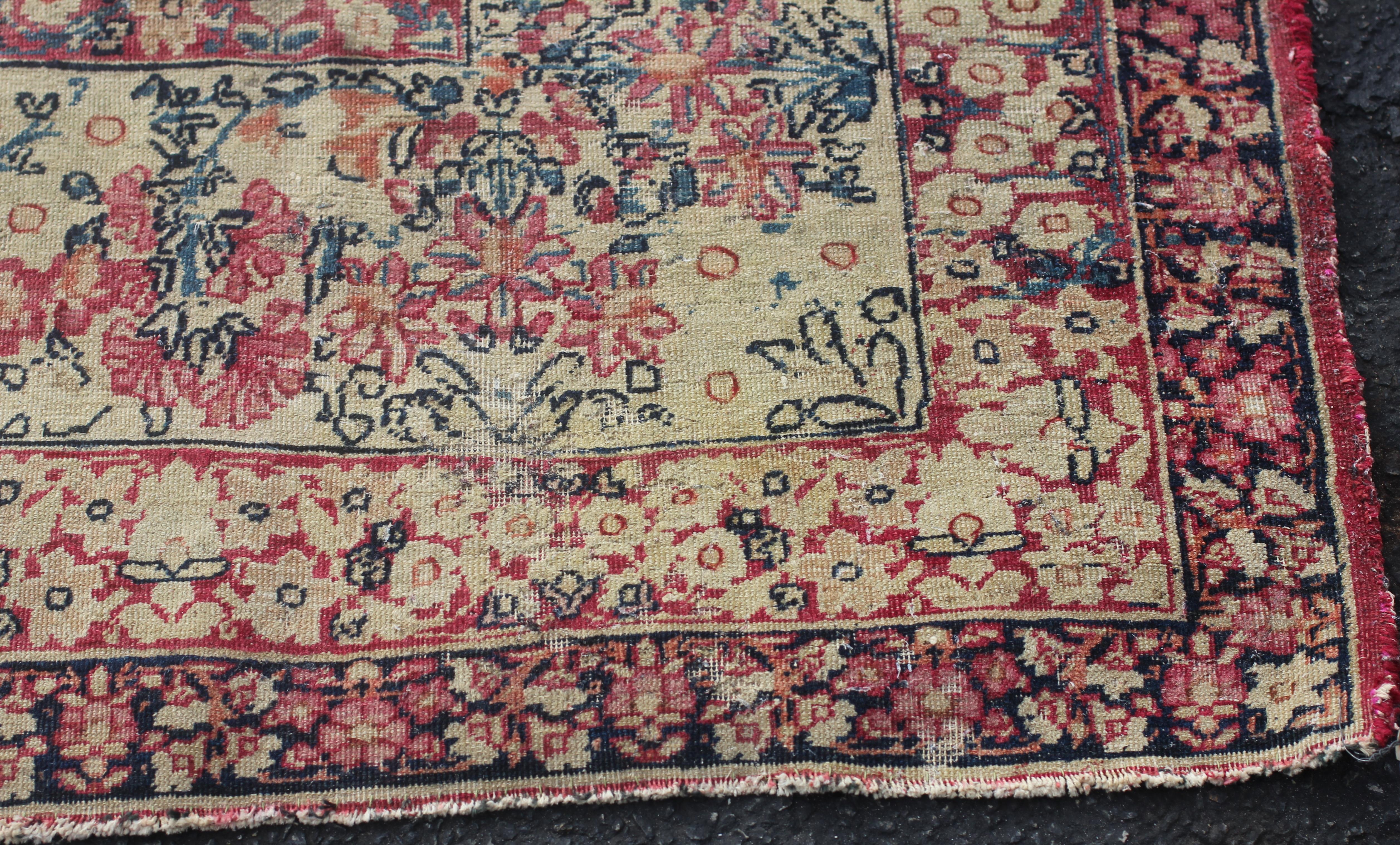 Persian Antique Lavar Kerman carpet For Sale