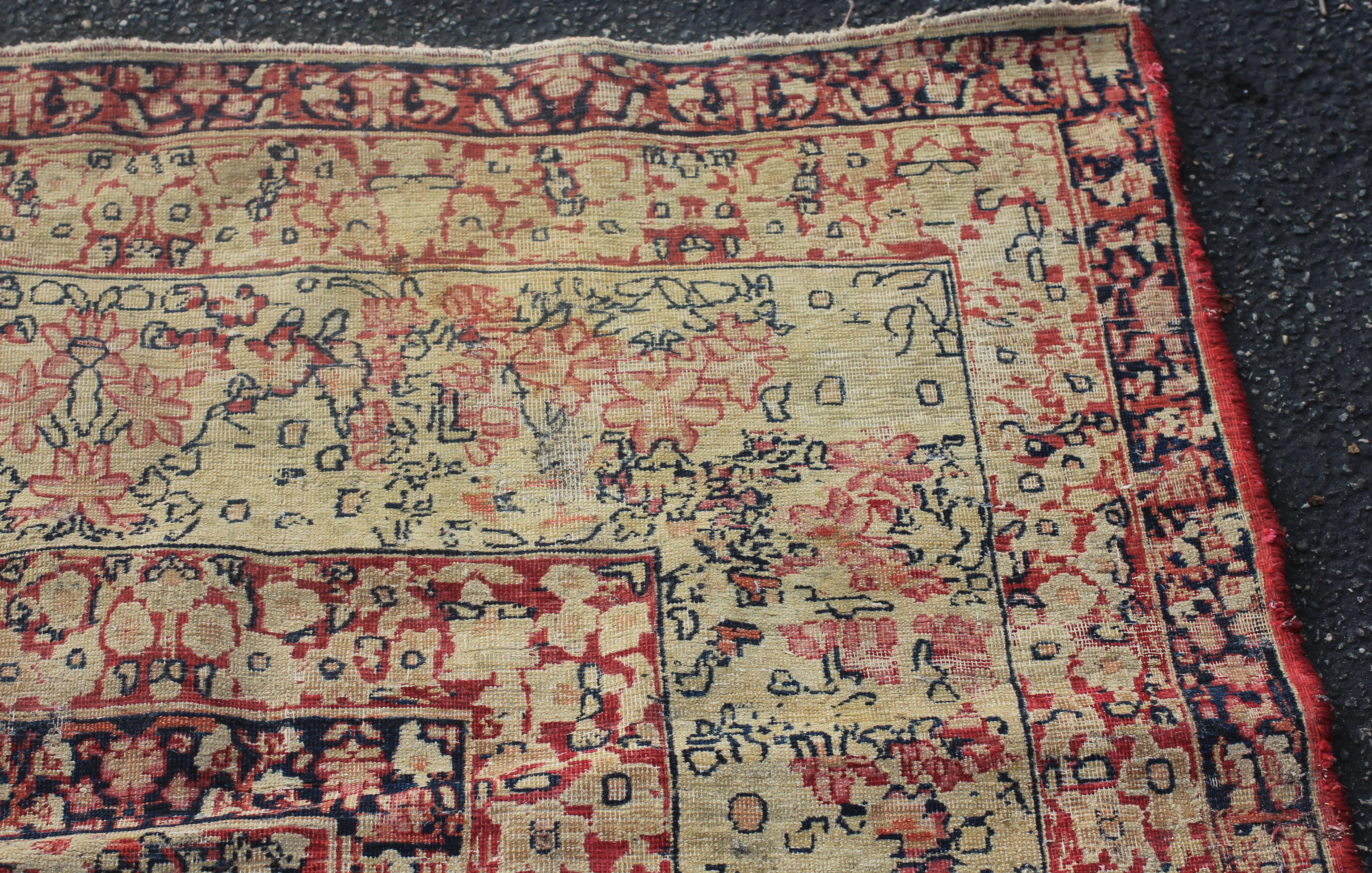 19th Century Antique Lavar Kerman carpet For Sale