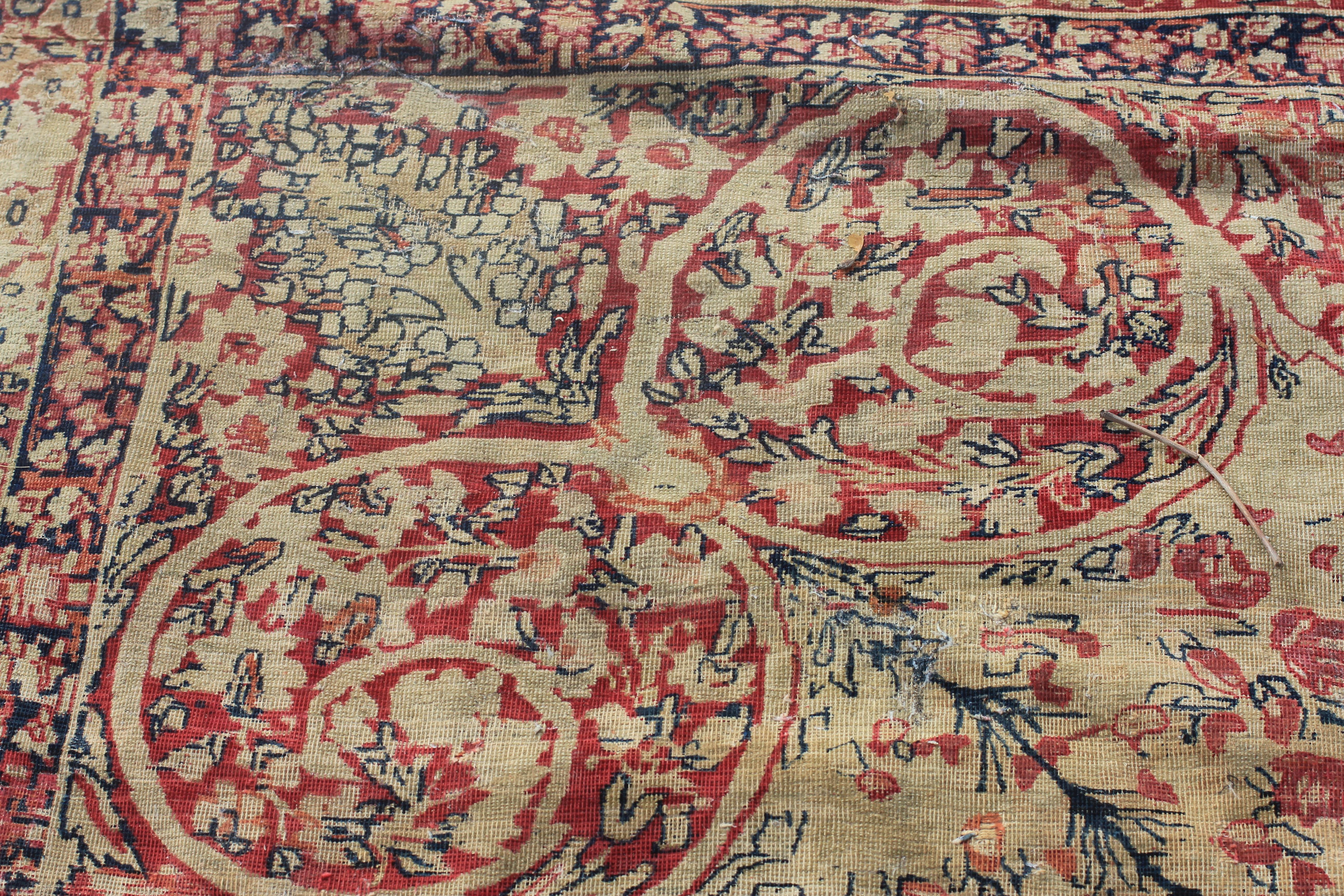 Wool Antique Lavar Kerman carpet For Sale