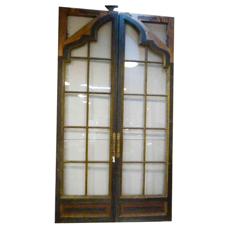 Antique Sliding Huge Double Glass Door For Sale at 1stDibs