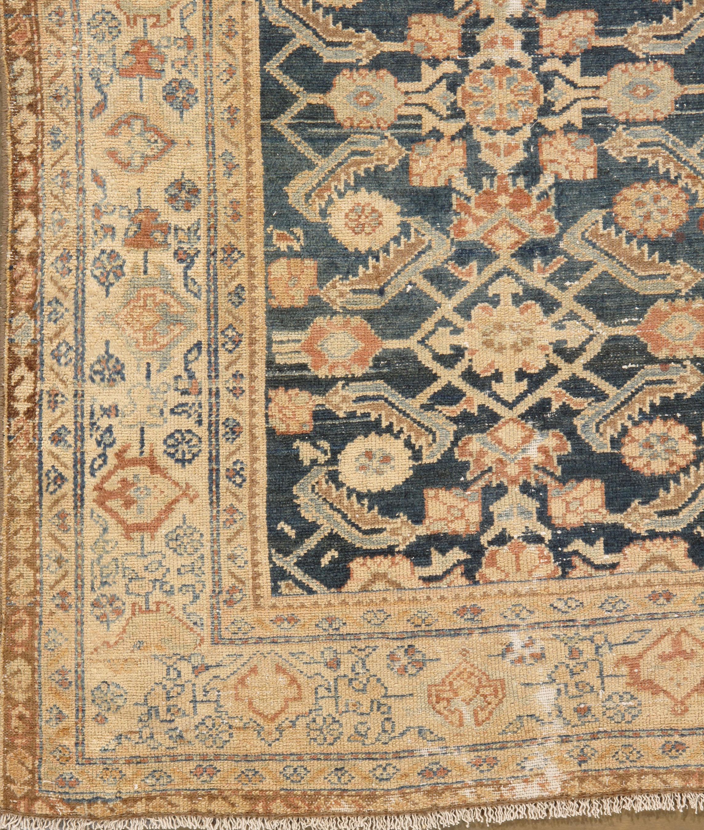 19th Century Antique Slightly Distressed Persian Malayer Rug, circa 1900  4'4 x 5'5 For Sale