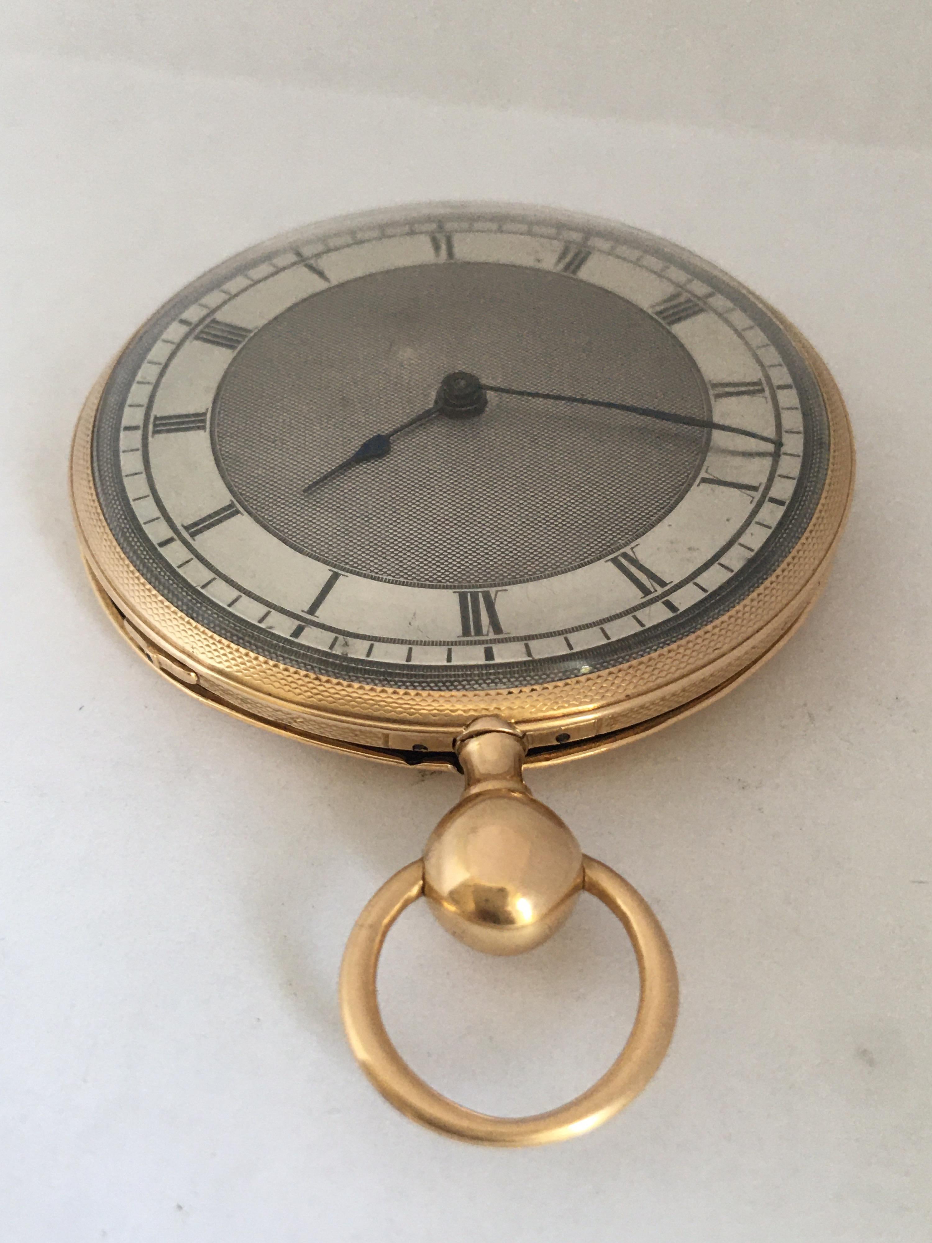Antique Slim 18 Karat Gold Quarter Pump Repeating Pocket Watch For Sale 7