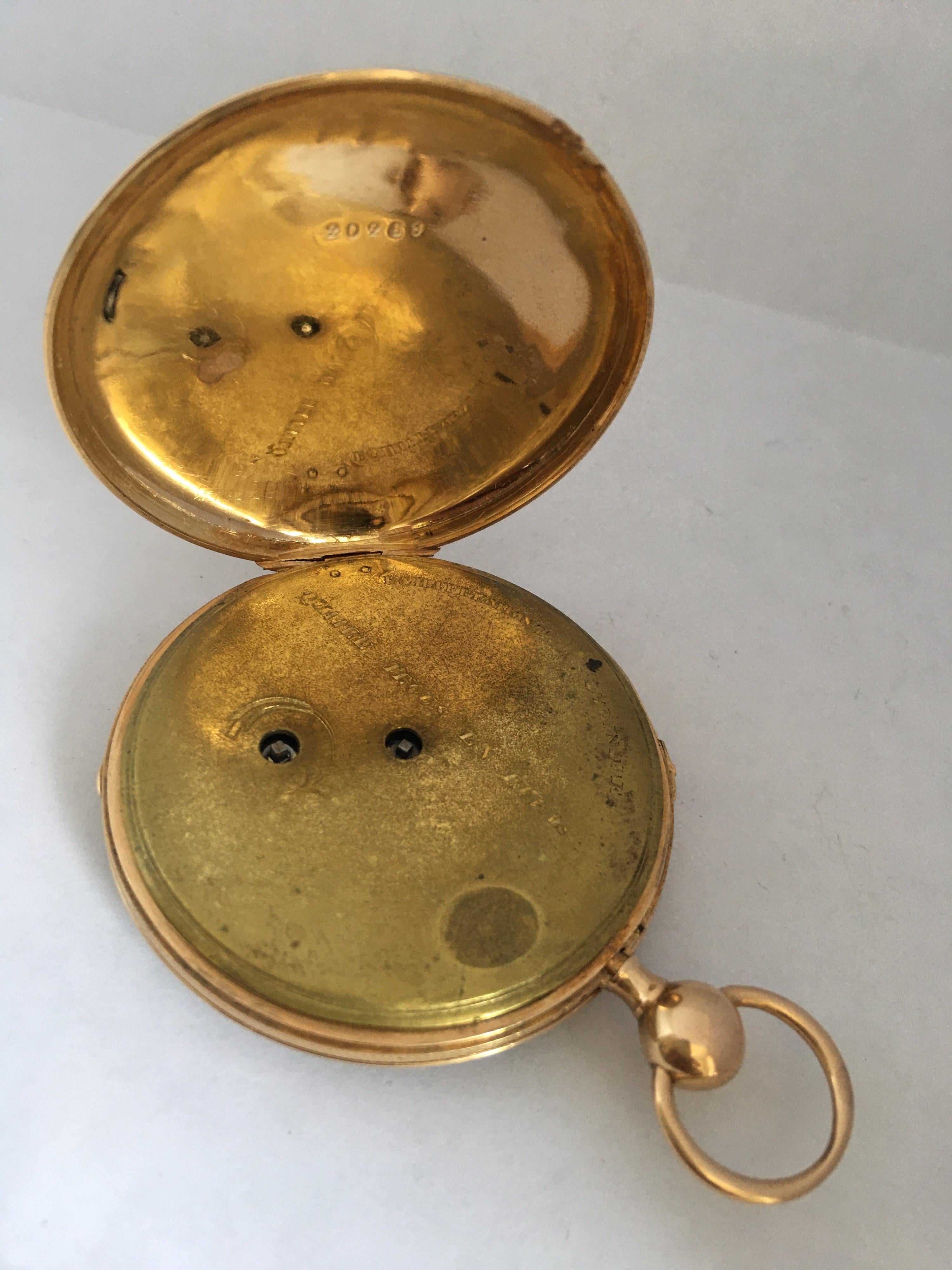 Antique Slim 18 Karat Gold Quarter Pump Repeating Pocket Watch In Good Condition For Sale In Carlisle, GB