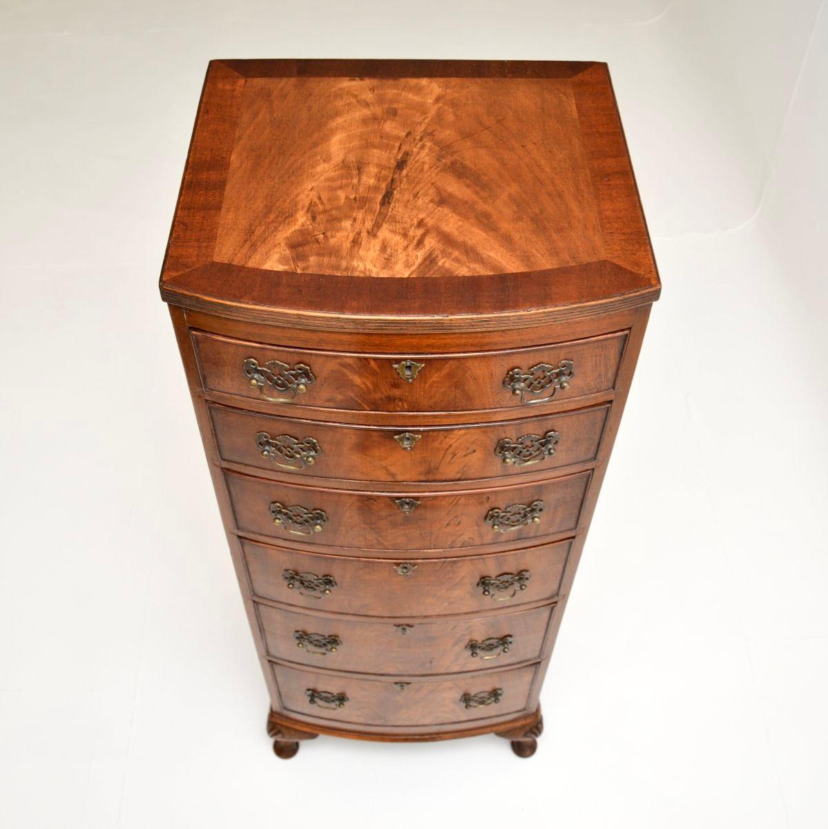 Early 20th Century Antique Slim Bow Front Chest of Drawers