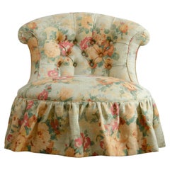 Antique Slipper Chair In Vintage Mulberry Linen