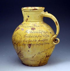 Antique Slipware Harvest Pitcher by Fishleys of Fremington Devon, England, 1868