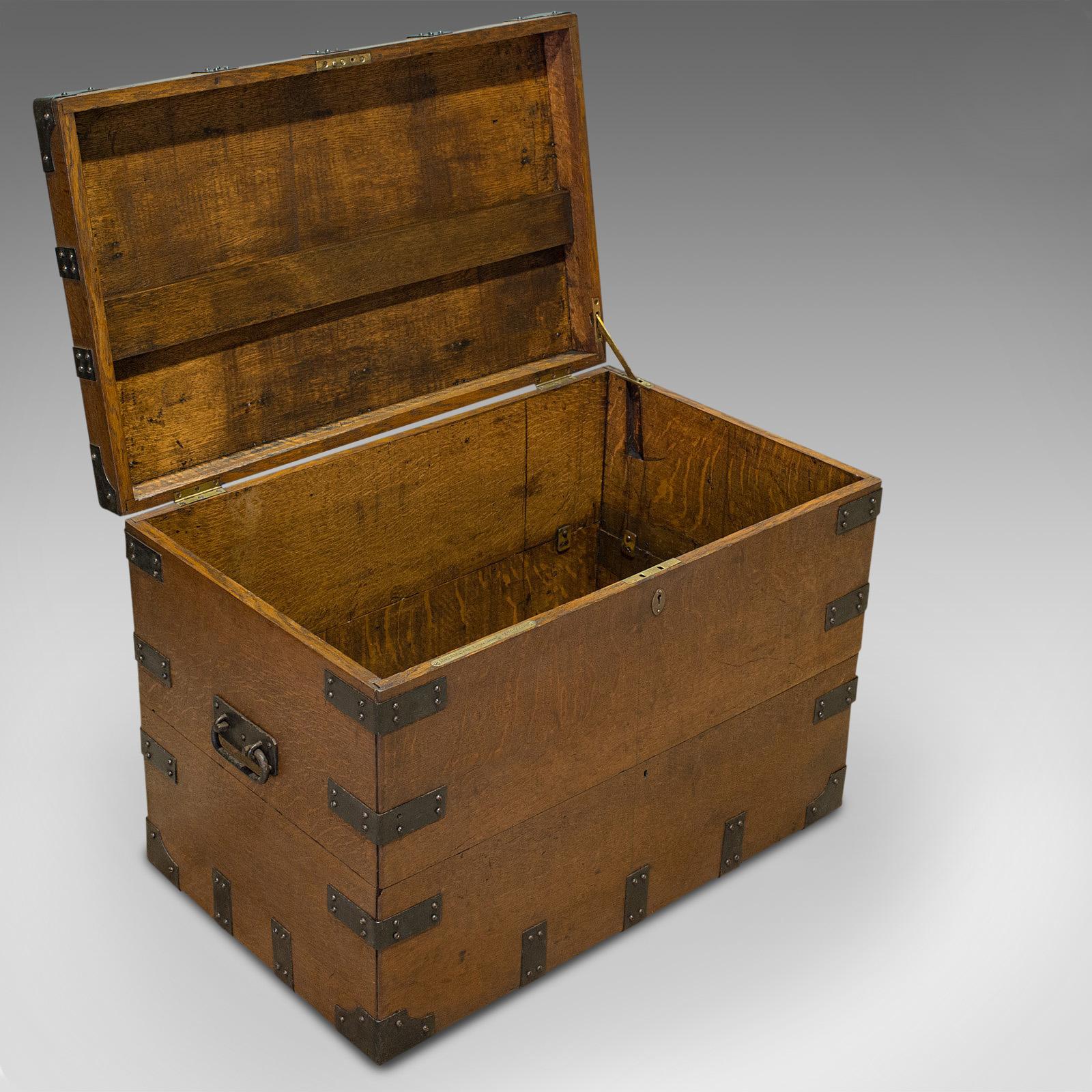 Antique Sliver Chest, English, Oak, Iron, Trunk, Elkington and Co, circa 1880 3