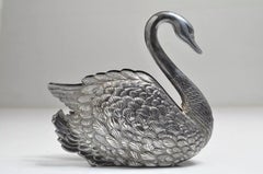 Antique Sliver Napkin Holder Swann Birds Decorative Tissue Organiser Home Décor